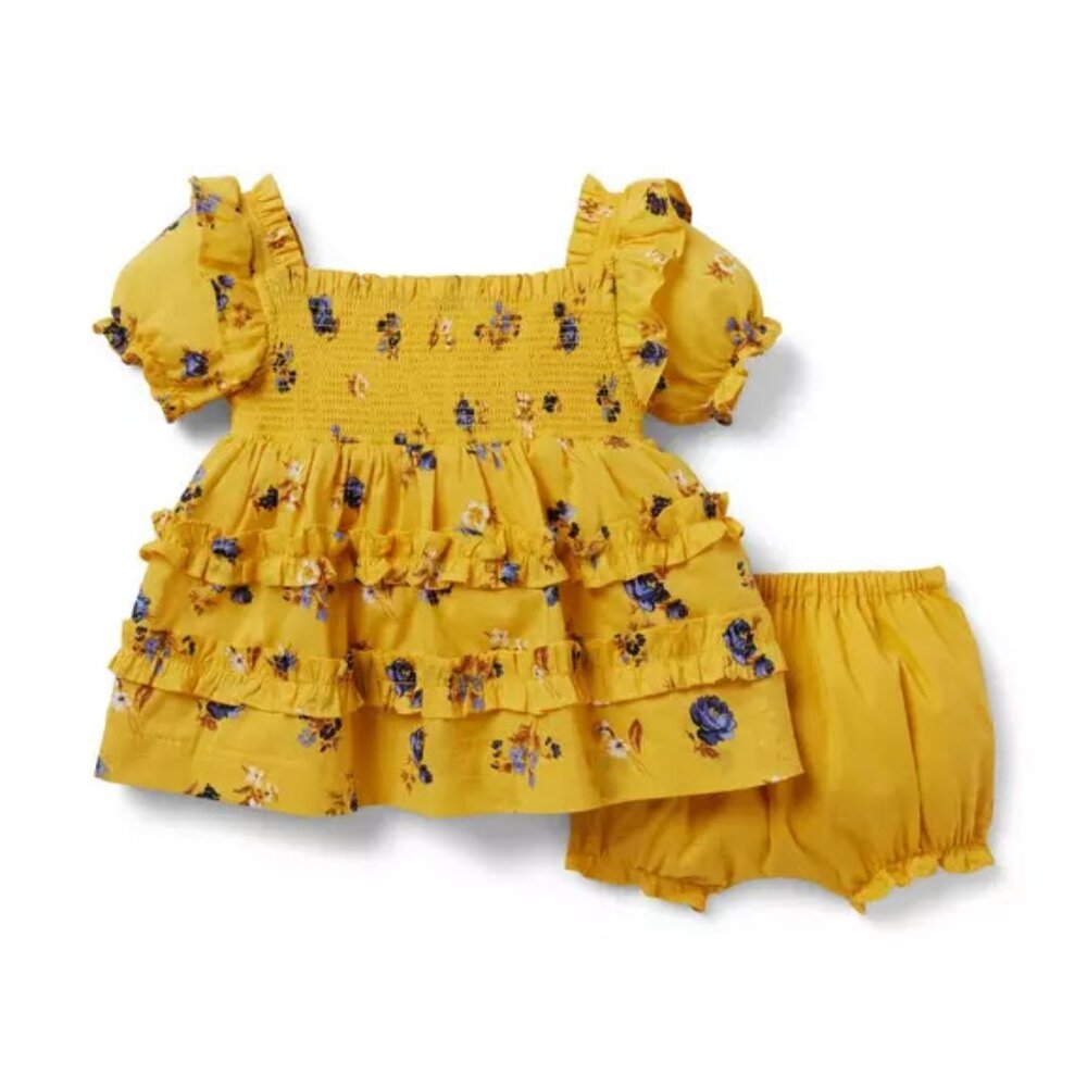 Janie and Jack Yellow Flowers Dress and Bloomers set 18 - 24 months worn once!